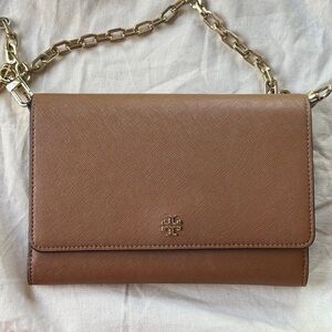 Tory Burch Brown Crossbody Bag with Gold Chain